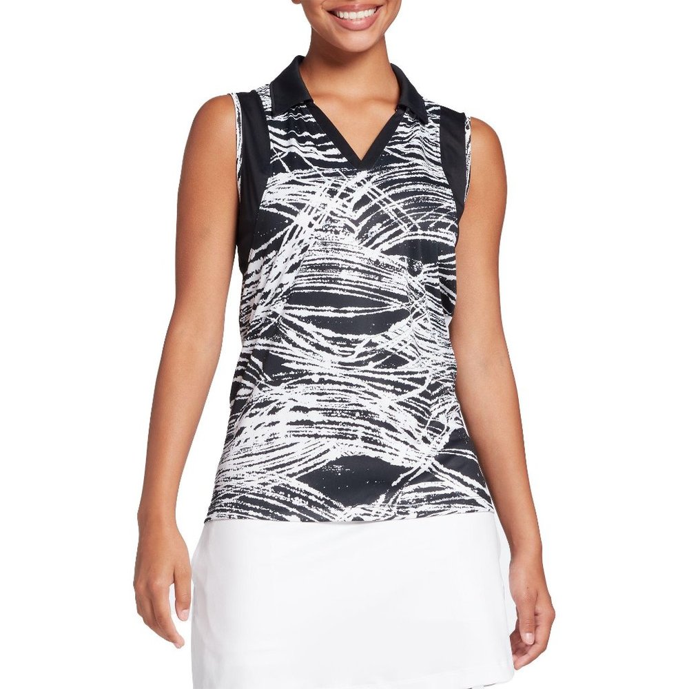 Slazenger Women's Marble Pin Tuck Sleeveless Golf Polo New